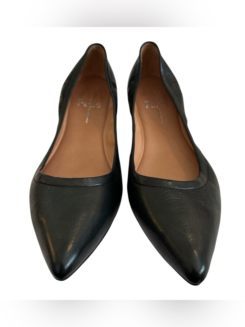 Linea Paolo Black Leather Pointed Toe Ballet Flats Size 7.5 - Picture 2 of 9